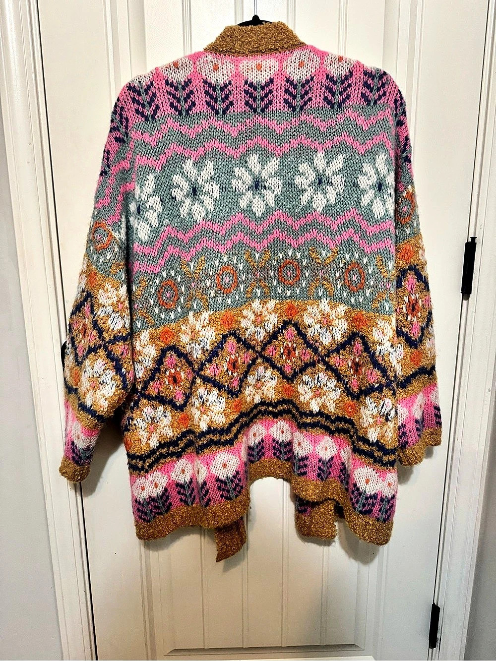 Natural Life Patterned Open Front Cardigan Pink S/M Like New - Picture 2 of 3